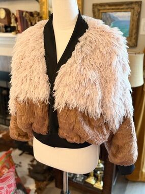 TDS The Design Studio Women's Two-Tone Faux Fur Jacket Made In America One Size
